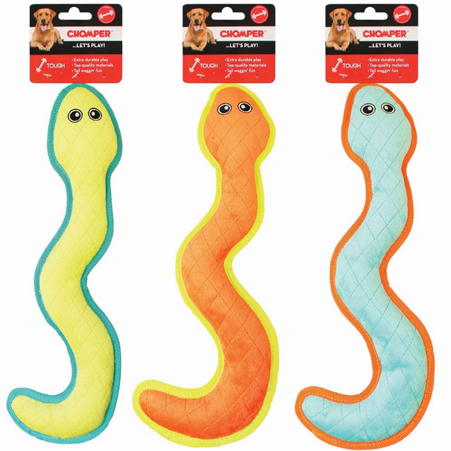 Pet Edge CHP Snake Durable Dog Chew Toy - Heavy Duty Rubber Pet Toy