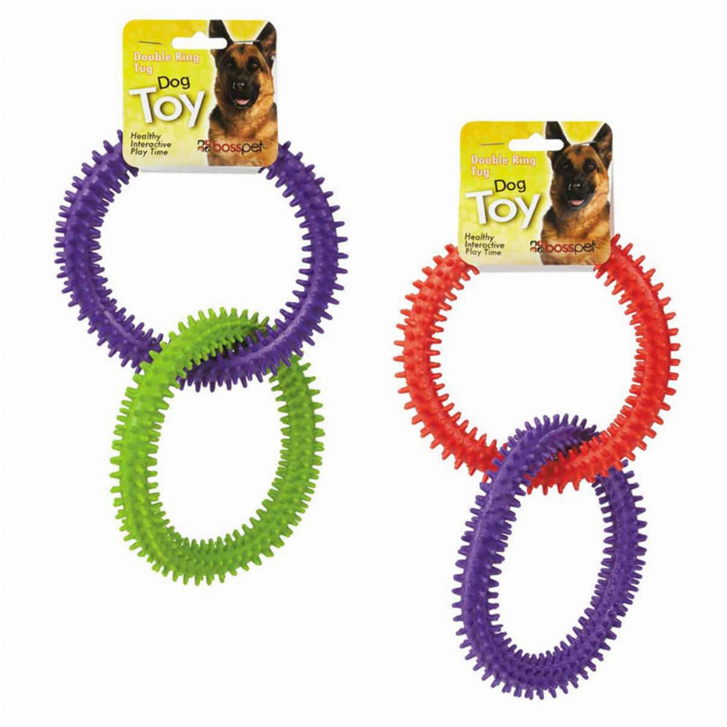 Pet Edge TPR 2 Ring Durable Dog Chew Toy - Heavy Duty Rubber Ring