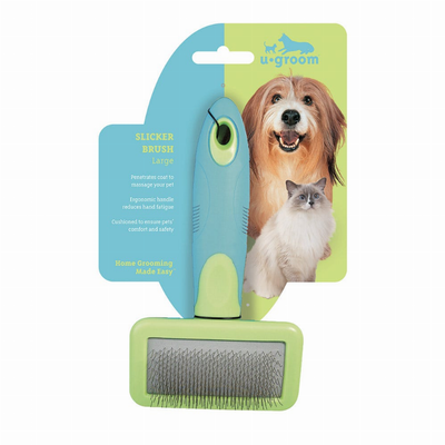 u-Groom Large Slicker Brush – Professional Dog Grooming Tool for Pets