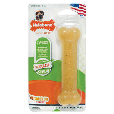 Nylabone Moderate Chew Chicken Dog Toy | Dental Care Bone for Dogs