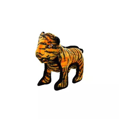 Tuffy Jr Zoo Tiger Durable Dog Toy – Orange & Black Plush Tug Toy