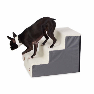 K&H Pet Products Collapsible 3-Step Pet Stairs | Gray Dog & Cat Steps