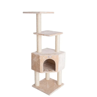 GleePet 48-Inch Cat Tree with Playhouse and Sisal Scratching Posts – Beige