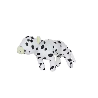 Mighty Jr Farm Cow Dog Toy – Durable Plush Tug Toy, Black & White