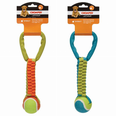 Pet Edge Braided Nylon Tennis Ball Tug Dog Toy – Durable Training Tug