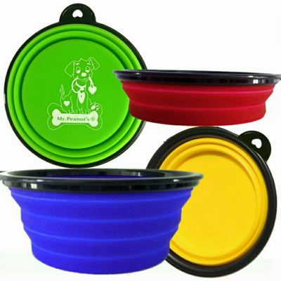 Mr. Peanut's Collapsible Silicone Pet Bowls | 12oz Travel Food & Water