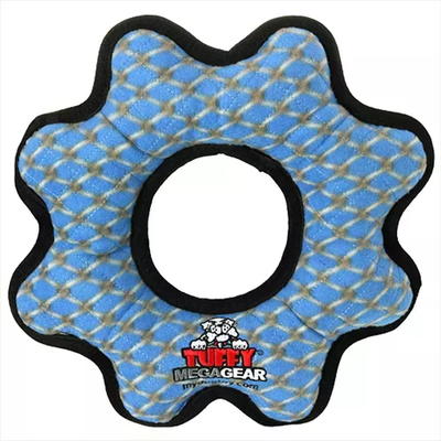 Tuffy Mega Gear Ring – Durable Multi-Layer Dog Tug Toy, Blue