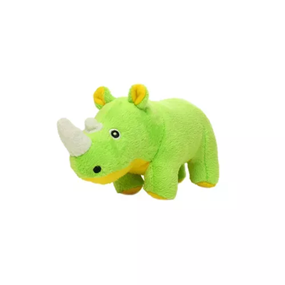 Mighty Jr Safari Rhino Plush Dog Toy – Durable Green Interactive Tug Toy