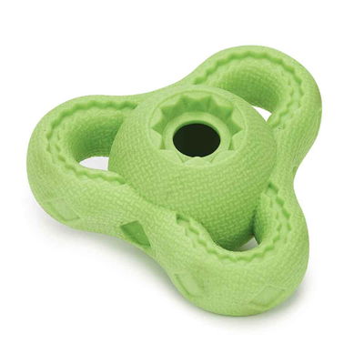 Pet Edge ZA Treat Boomerang Dog Toy – Durable TPR Rubber Chew Toy, Green