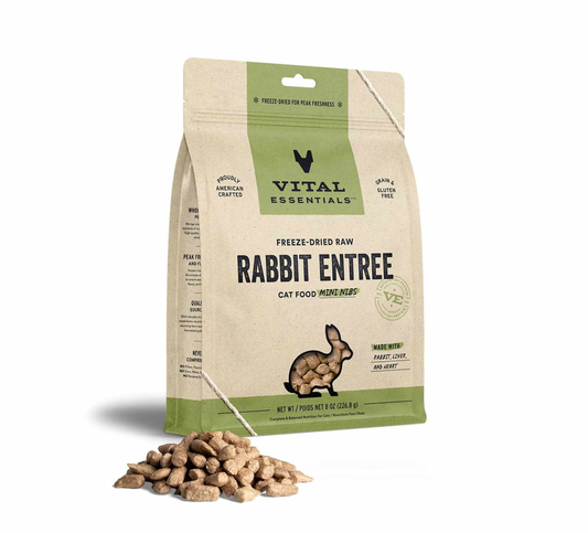 Vital Essentials(R) Freeze-Dried Raw Rabbit Entree Cat Food Mini Nibs 8 oz