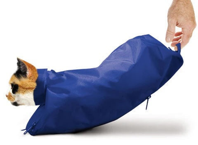 Original Cat Sack with Rear Underside Zipper, Medium, Blue