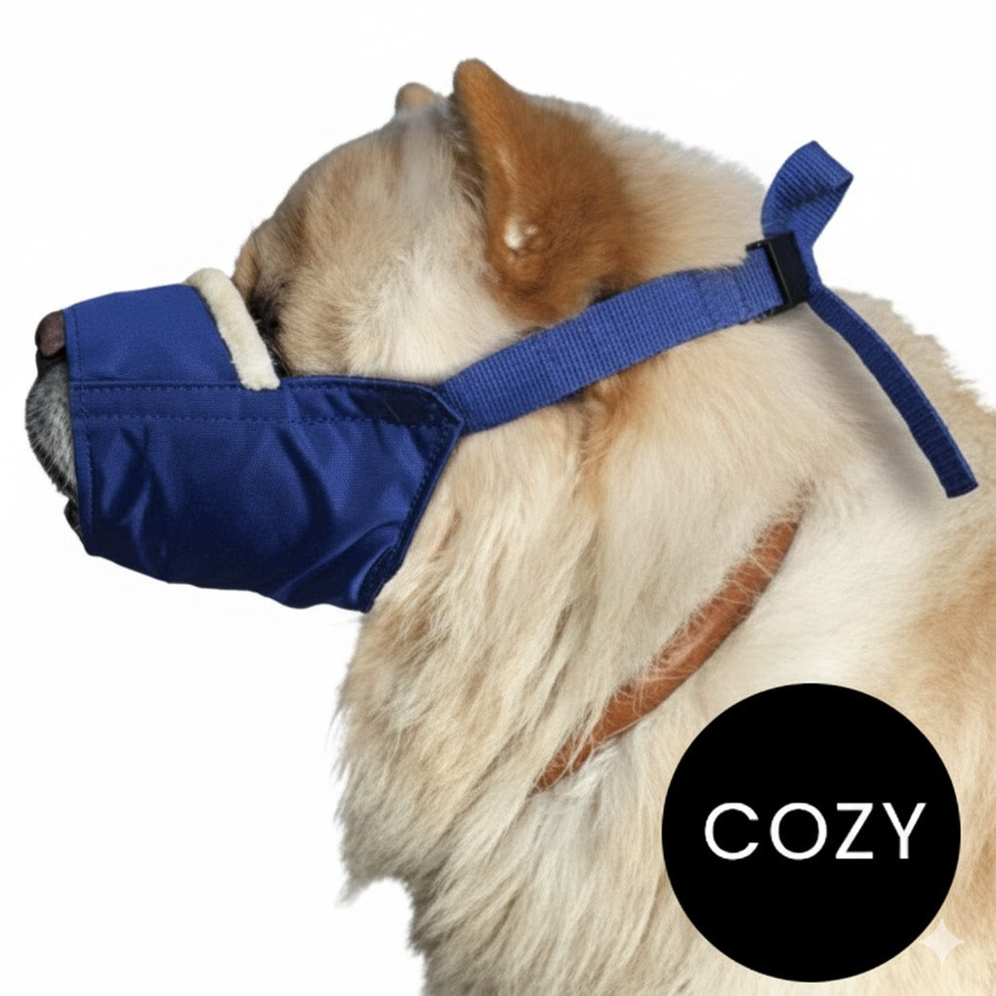 Cozy Quick Muzzle for Long Snout Dogs, Small, Blue