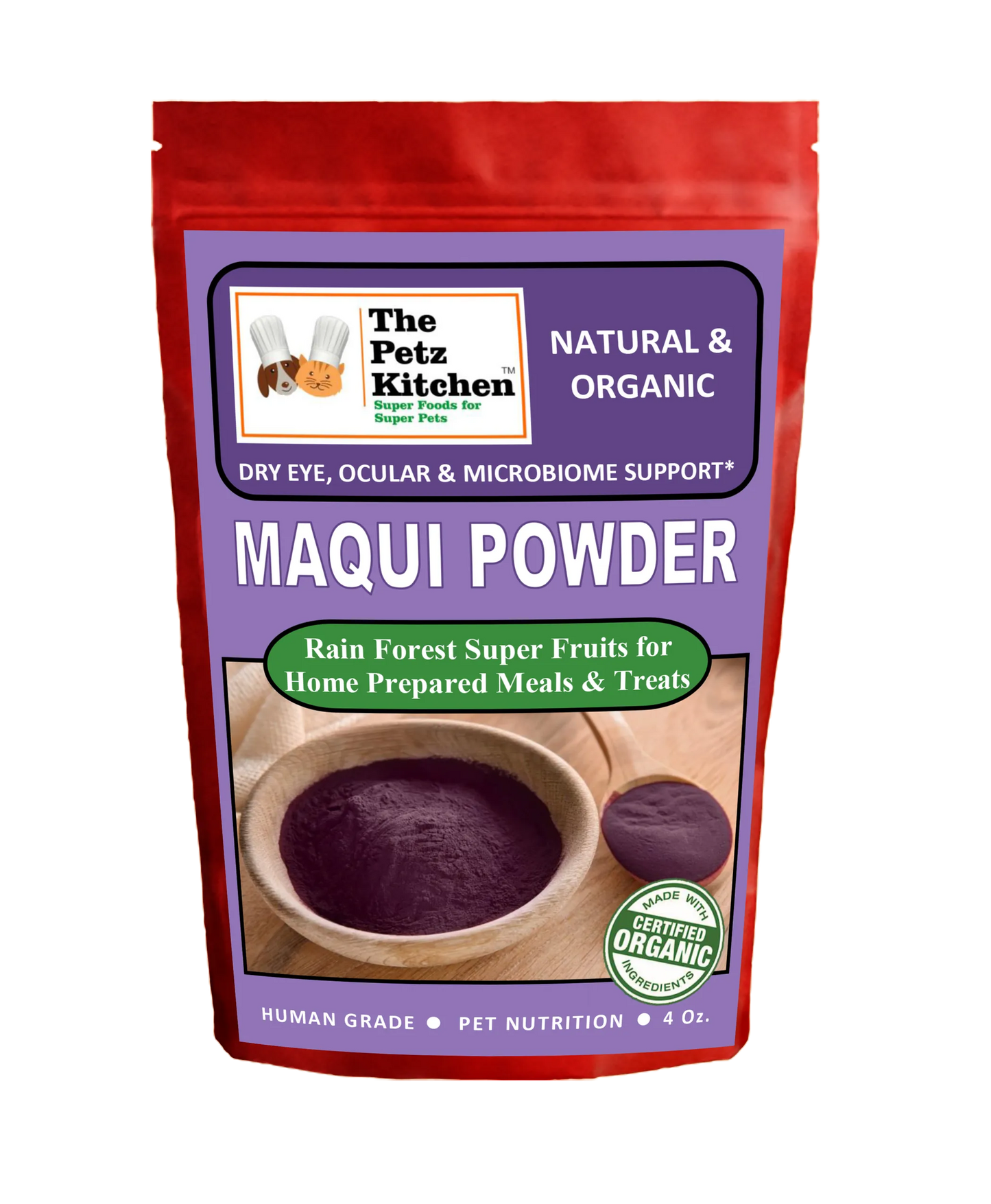 Maqui Berry Powder - Dry Eye Ocular & MicrobiomeOrganic, 4 Oz