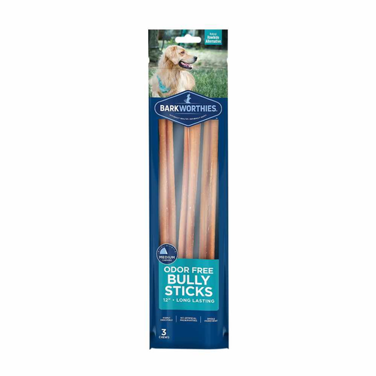Barkworthies Bully Stick - Odor Free 12" (3-Pack SURP)
