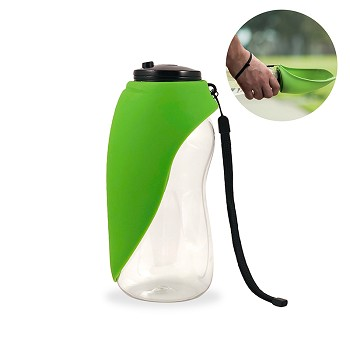 Flipo Fold-A-Bowl Portable Pet Water Bottle and Dog Bowl, Green – 26oz