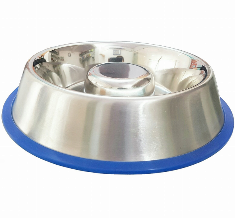 Mr. Peanut's Slow Feed Anti Bloat Dog Bowl with Bonded Silicone Base, Medium