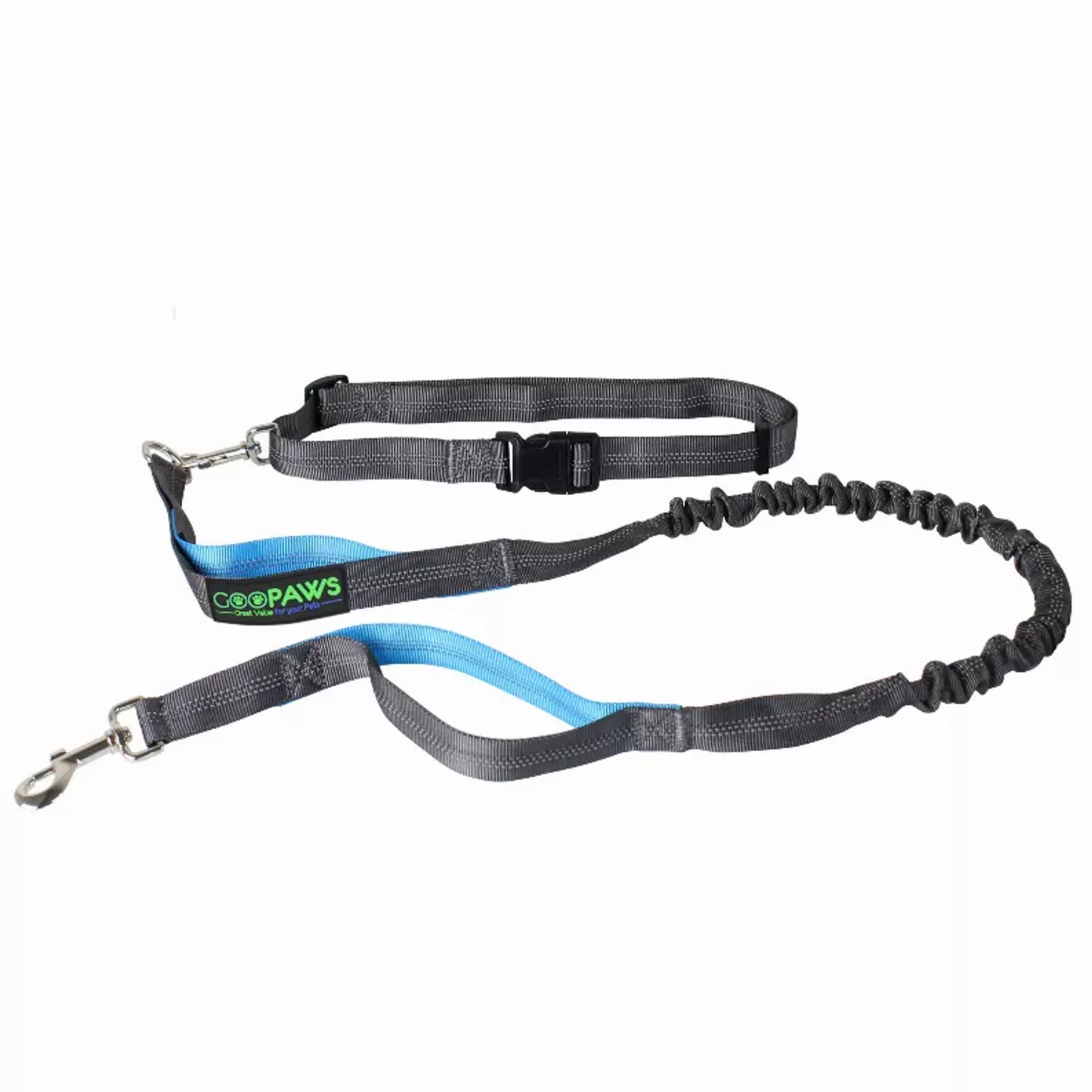 JESPET Hands-Free Bungee Dog Leash – Reflective Shock-Absorbing Blue