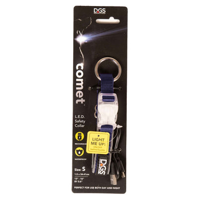 DGS Comet LED Rechargeable Dog Collar – Small Navy Safety Light