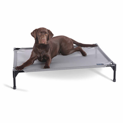 K&H Pet Products All Weather Raised Dog Bed – Large Gray Mesh Cot