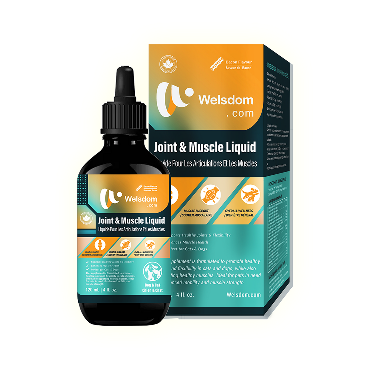 Welsdom Joint & Muscle Support Liquid Supplement for Cats & Dogs - 120mL