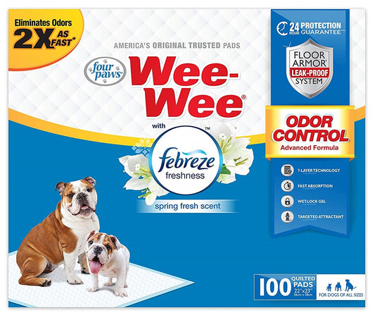 Four Paws Wee Wee Odor Control Pads with Fabreze Freshness, 100 ct