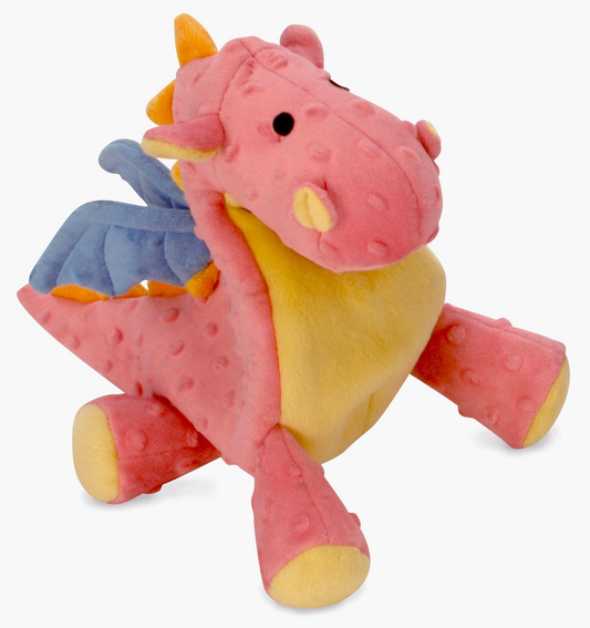 goDog Dragon w/Chew Guard Coral Plush Dog Toy Large, Large