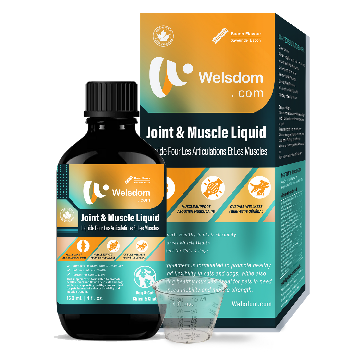 Welsdom Joint & Muscle Support Liquid Supplement for Cats & Dogs - 120mL