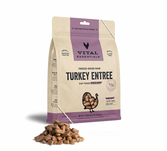 Vital Essentials(R) Freeze-Dried Raw Turkey Entree Cat Food Mini Nibs, 8 oz