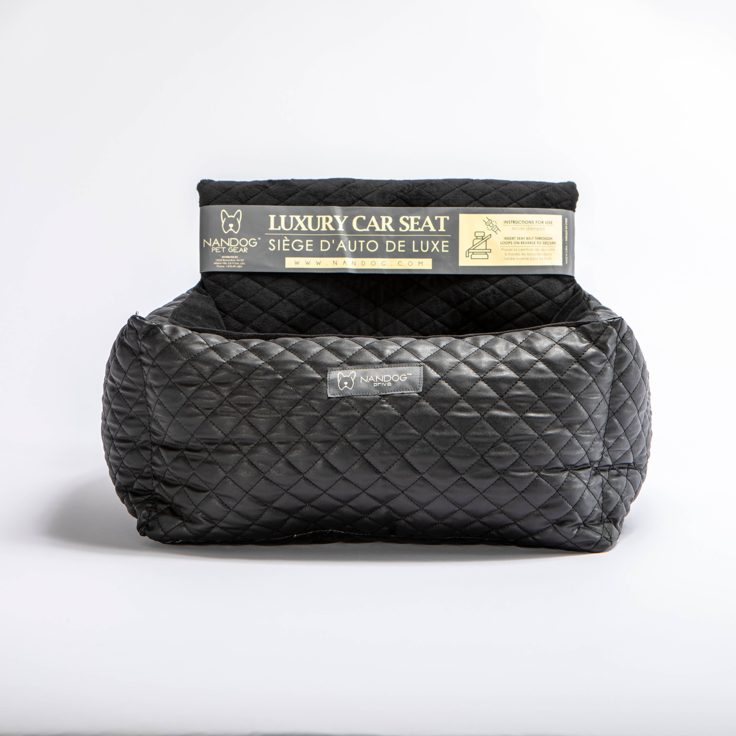 NANDOG Car Seat Quilted Vegan Leather, Black
