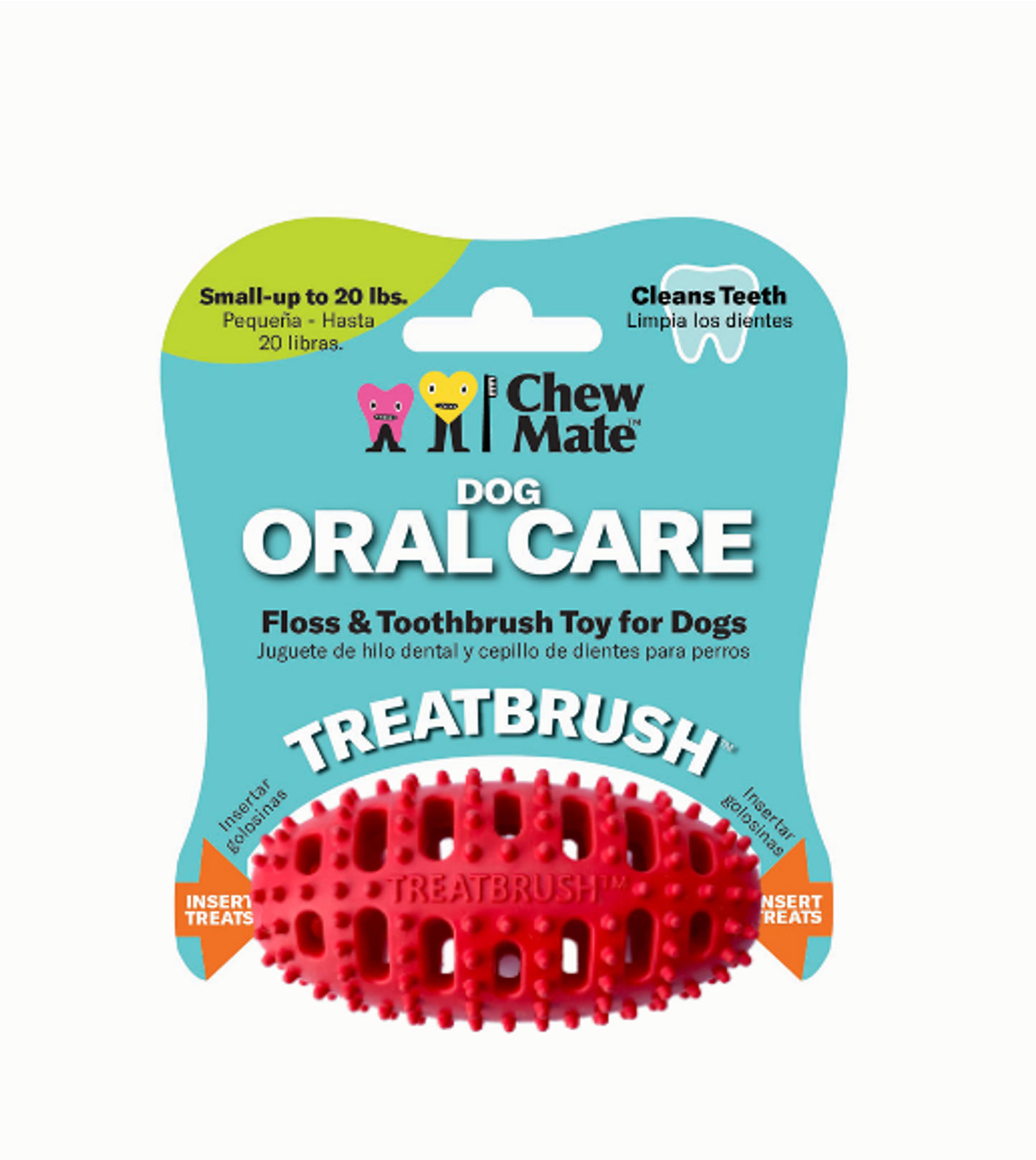 Natural Rubber Football Oral Care Top, Small Dogs, Red