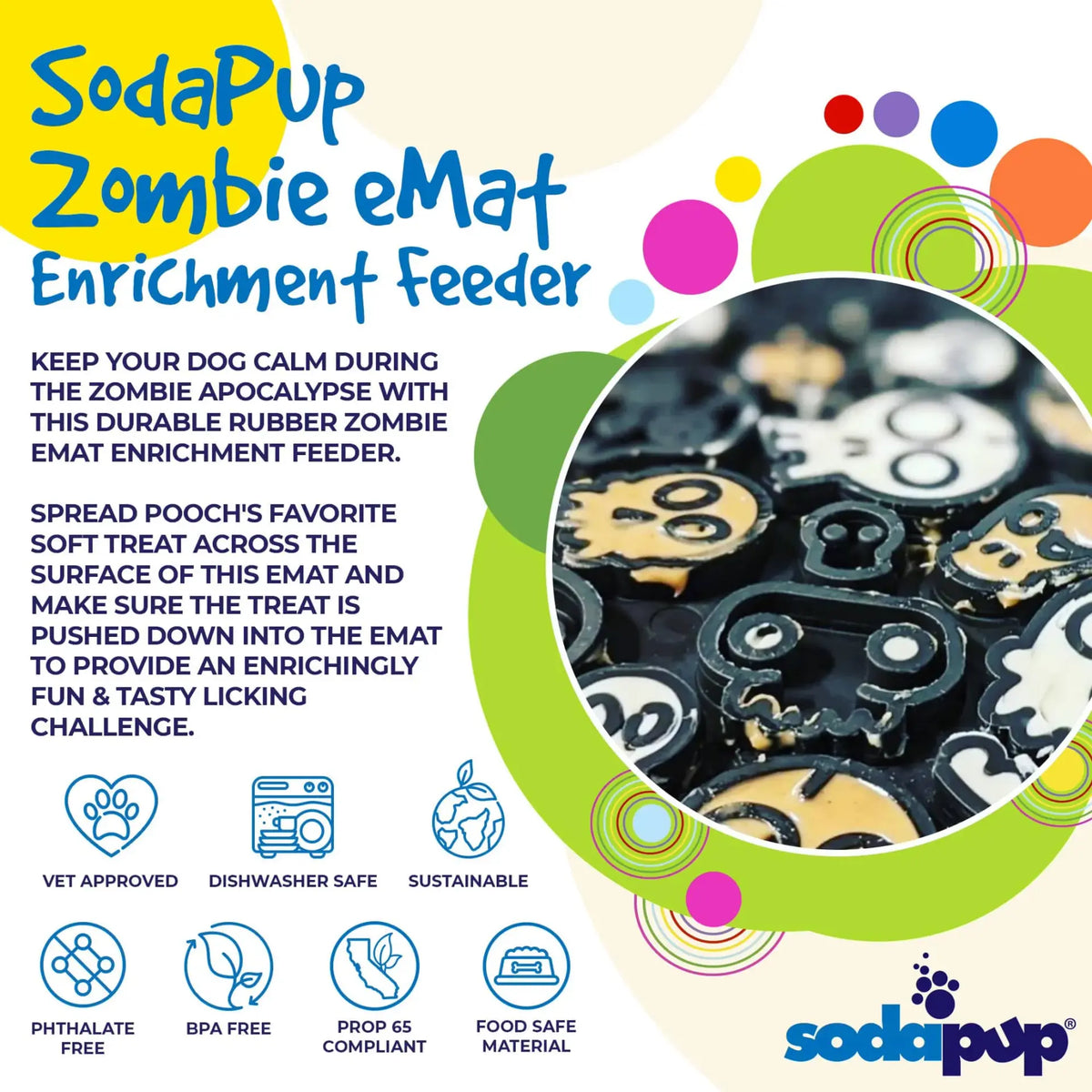 SodaPup Zombie Lick Mat – Orange Dog Enrichment Mat for Anxiety Relief