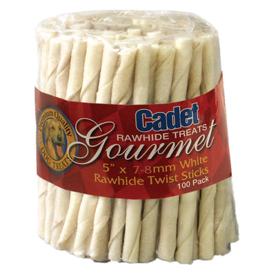 Cadet Rawhide Twist Sticks Dog Chews – 5 Inch Long Lasting 100 Pack