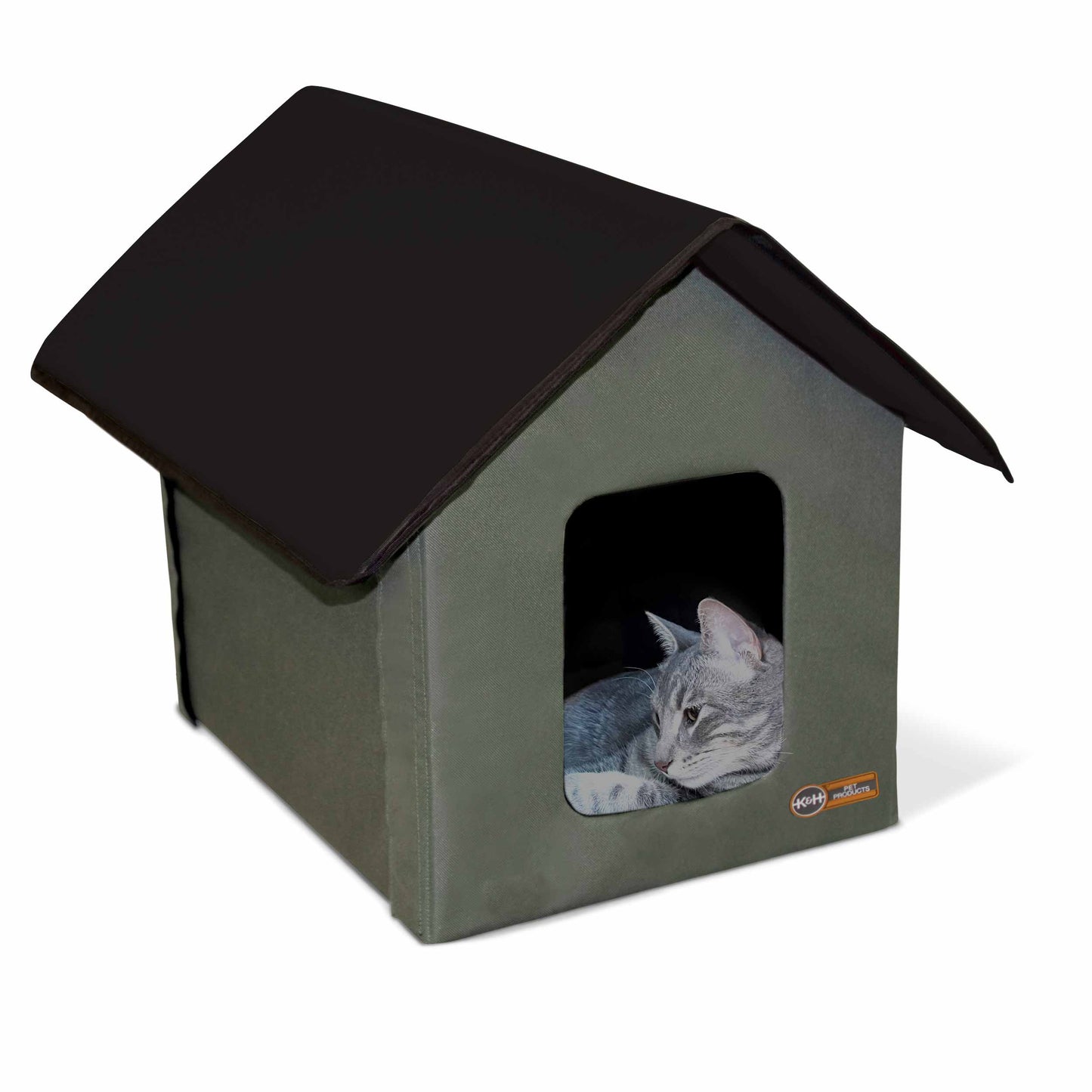 K&H Pet Products Outdoor Kitty House – Weather Resistant Cat Shelter, Olive