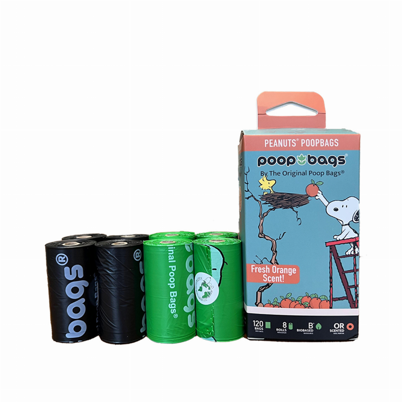USDA Biobased Peanuts Orange Scented Leash Rolls, BLACK/GREEN