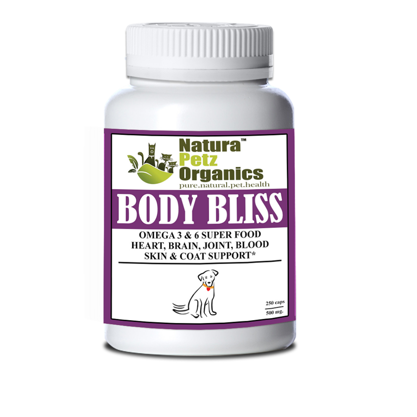 Body Bliss for Male Dogs Omega 3 & 6 Super Food + Heart, 500mg/90 caps