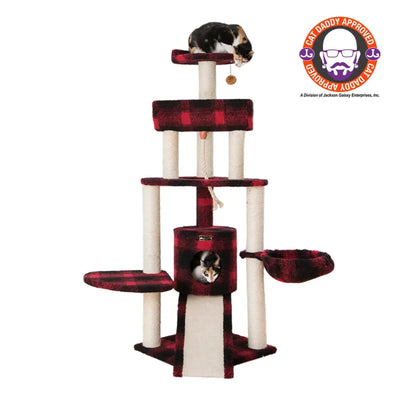 Armarkat Real Wood Spacious Thick Fur Cat Tower W Lounge, Beige