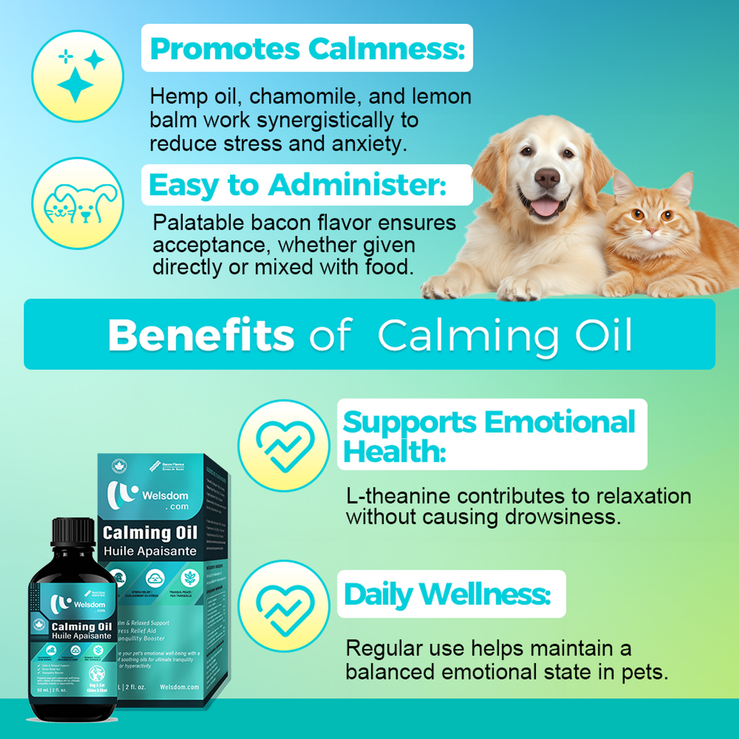 Paws & Relax! Canadian Calming Oil for Cats & Dogs 60mL for Pet Tranquility