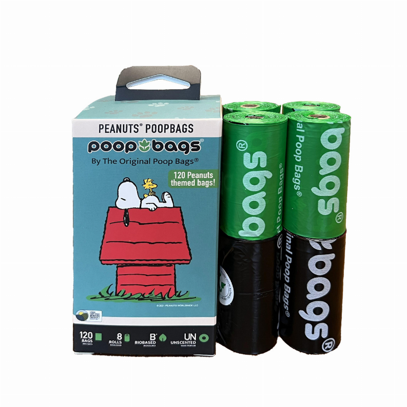 USDA Biobased Peanuts Unscented Leash Rolls, BLACK/GREEN