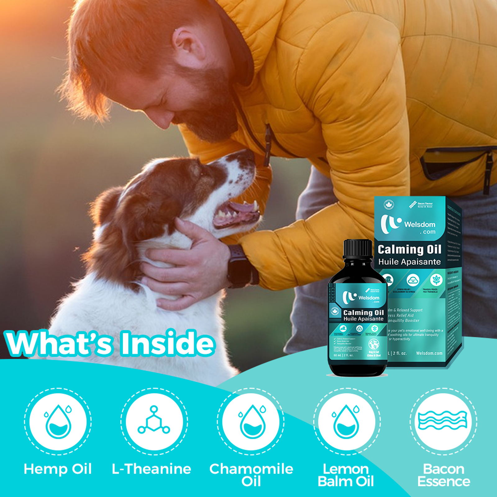 Paws & Relax! Canadian Calming Oil for Cats & Dogs 60mL for Pet Tranquility