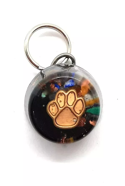 EMF 5G protection Pet Charm Cat/Sml Dog  Split Ring, 1 ounce, PawPrint