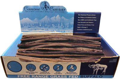 Canine Caviar Buffalo Treats Stix 12" box, 50 pcs