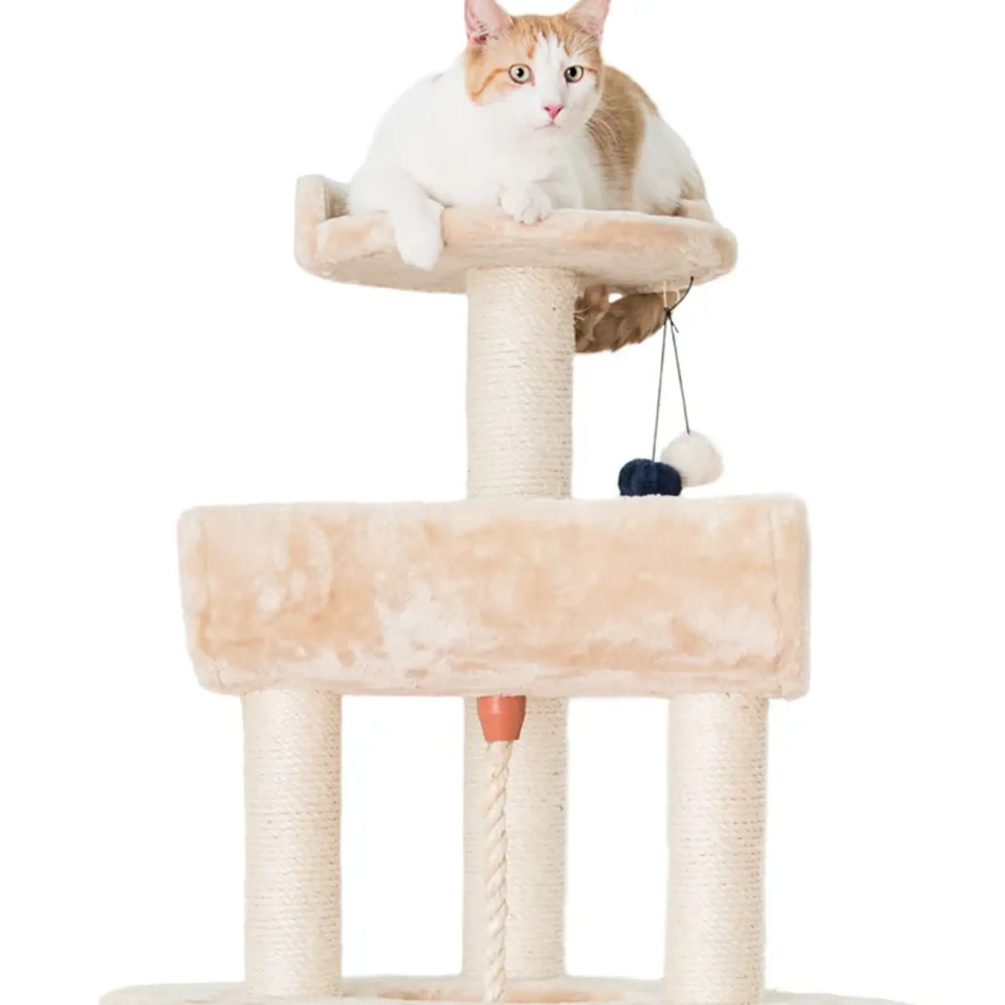 Armarkat Real Wood Spacious Thick Fur Cat Tower W Lounge, Red