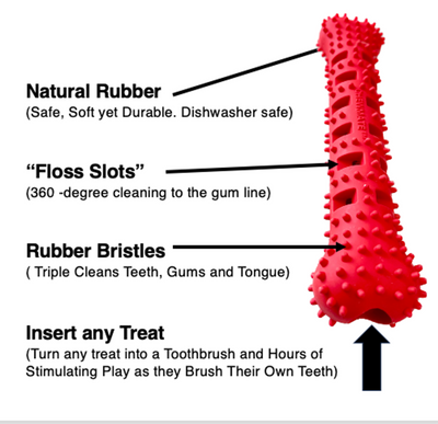 Natural Rubber Bone Toothbrush Toy, Small Dogs