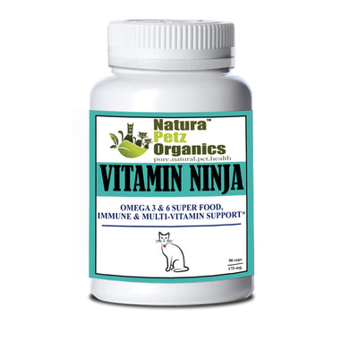 Vitamin Ninja - Omega 3 & 6 Food, Immune & Multi-Vitamin for Cats, 90 caps