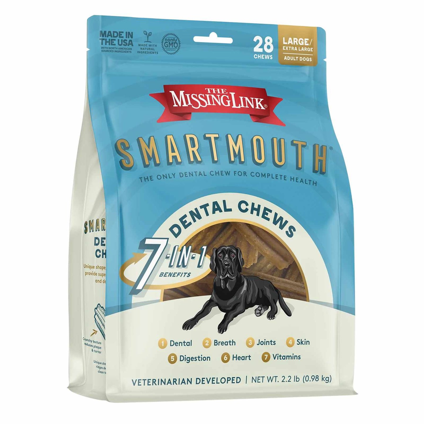 The Missing Link - SMARTMOUTH Dental Chew, L/XL Dog 28 ct