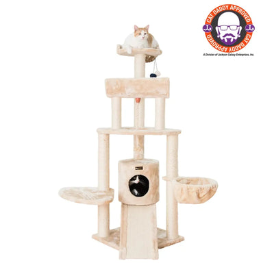 Armarkat Real Wood Spacious Thick Fur Cat Tower W Lounge, Red