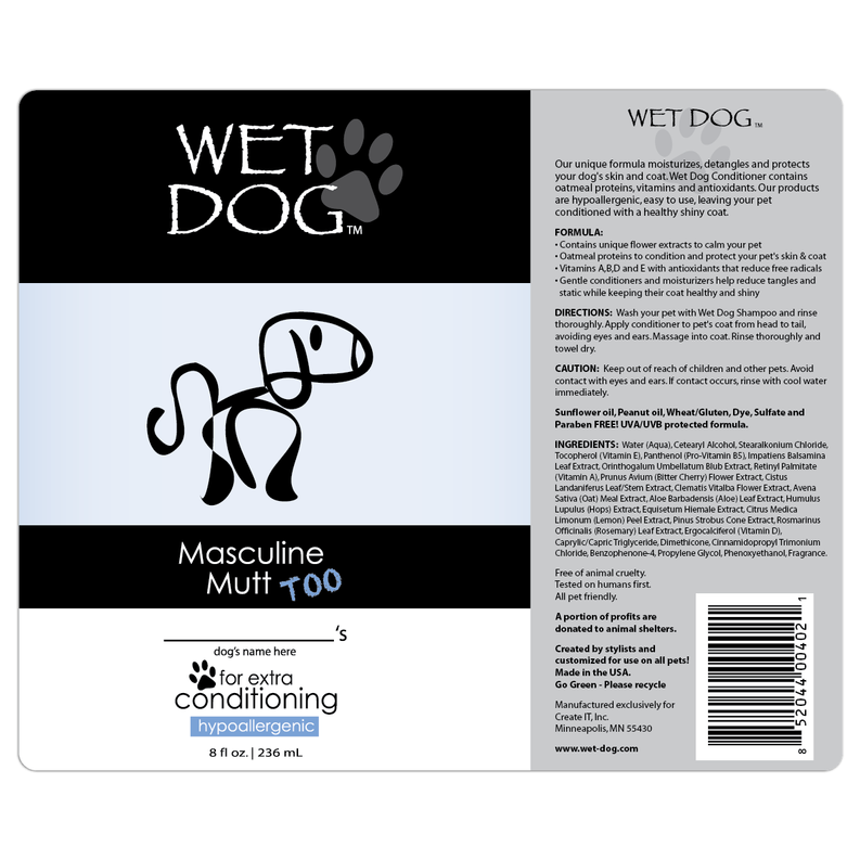 Wet Dog - Masculine Mutt Calming Conditioner for Dogs, 2 oz