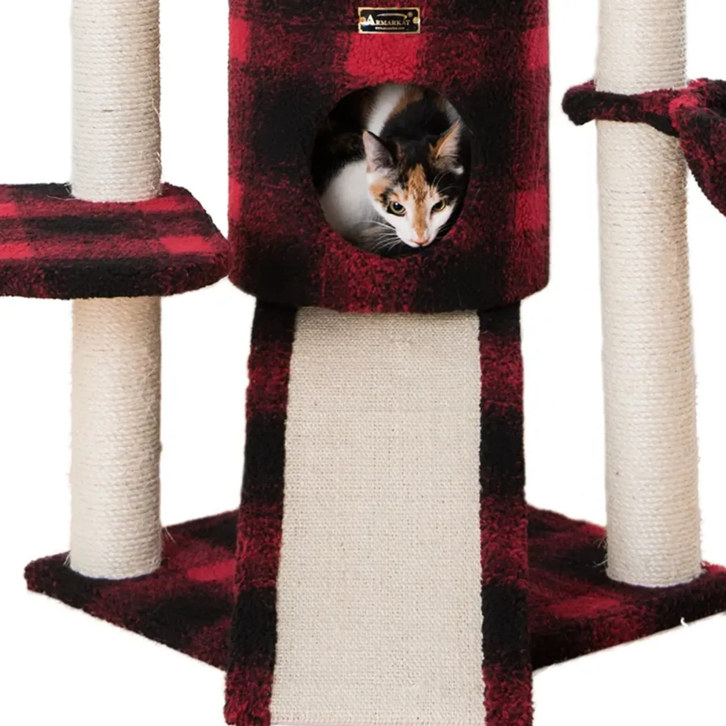 Armarkat Real Wood Spacious Thick Fur Cat Tower W Lounge, Beige