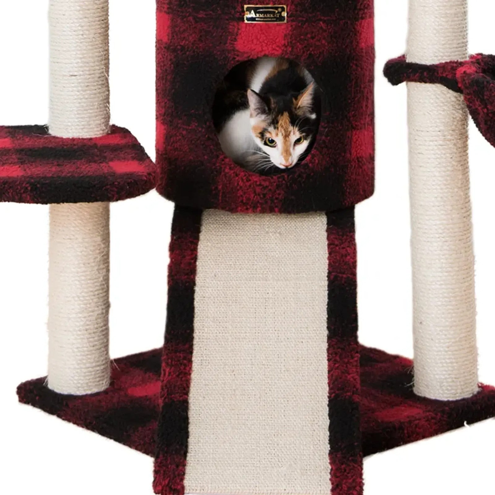 Armarkat Real Wood Spacious Thick Fur Cat Tower W Lounge, Beige