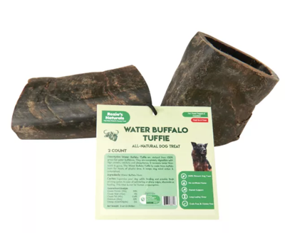 WATER BUFFALO HORN TUFFIE- 100% Natural Dog Treat & Chews, 2 Ct, 7.5 oz